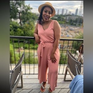 GAP Jumpsuit Ribbed Wide Leg Belted Sleeveless Cropped